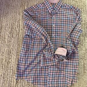 J. McLaughlin Pink and Blue Plaid men's Shirt.